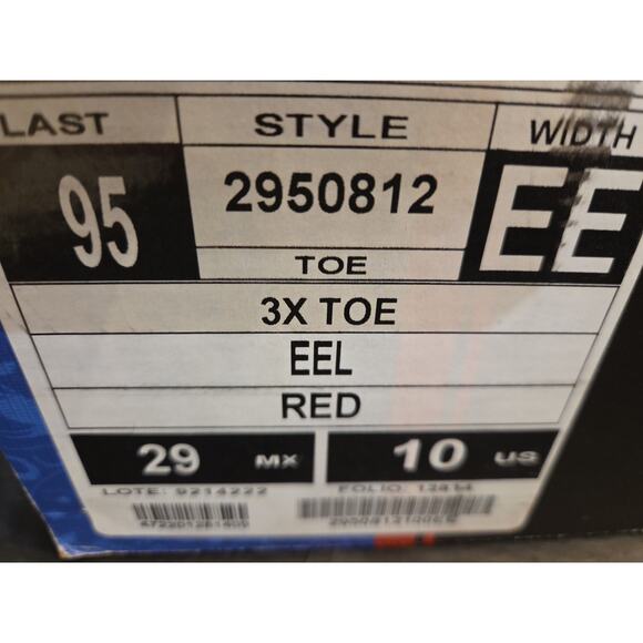 WILD WEST RED 3X-TOE GENUINE EEL WESTERN COWBOY BOOT 10EE main image 12
